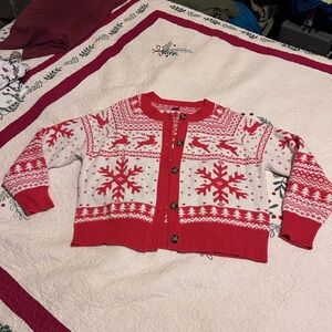 Red and White Snowflake Cardigan
